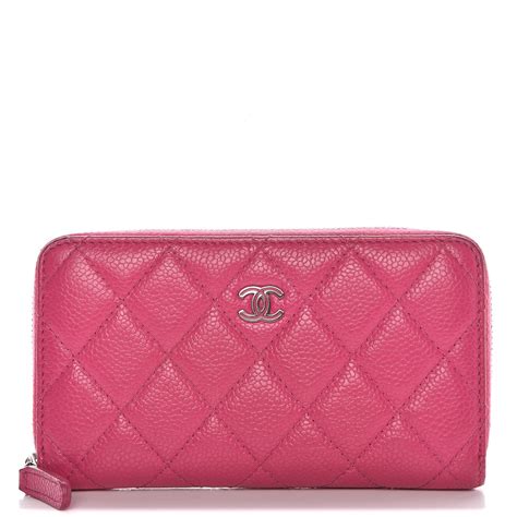 chanel caviar quilted small zip around wallet pink|CHANEL Pink Caviar Chevron Quilted Small Zip Around Wallet.